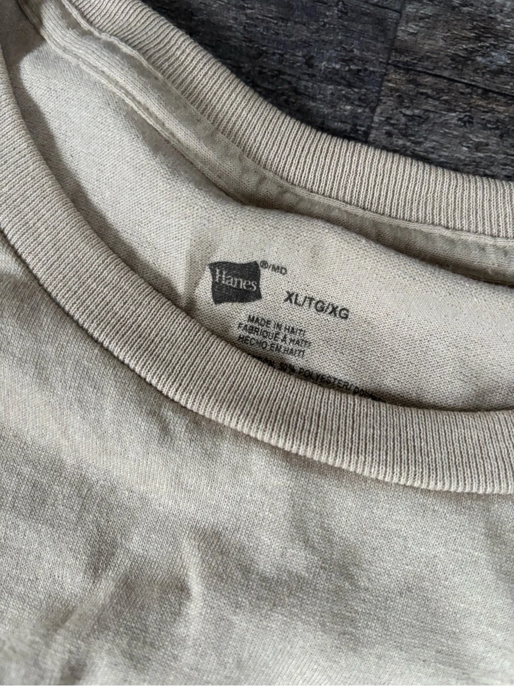 Hanes Unisex Short Sleeve Crew T-Shirt in Beige - Picture 3 of 3